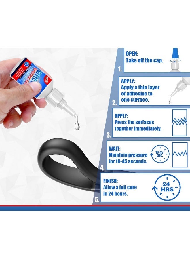Silicone Glue - Professional-Grade Fast-Bonding Adhesive for Silicone, Liquid Silicone, Silicone Rubber, CAR, TPU, TPR, TPE, Wearable Tech, Kitchen Gadgets, Beauty Accessories, Weatherproof, Cold Resistant, Clear Drying, Quick Set in 15 Seconds, Strong and Washable Silicone Liquid Adhesive with Precision Applicator Nozzle for DIY Repairs, Crafts, Silicone Projects, Rubber Sealing, Flexible Bonding and Outdoor Use - Image 2